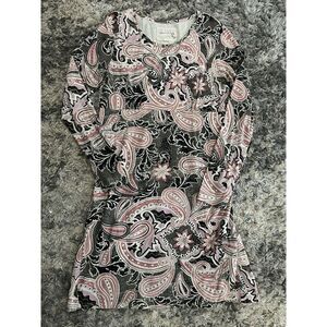 Aventura Organic Dress Sz L Pink Flora Paisley